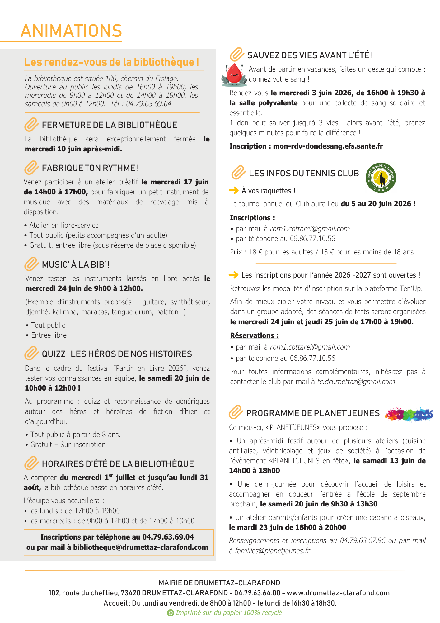  Lettre mensuelle Mairie Drumettaz Clarafond